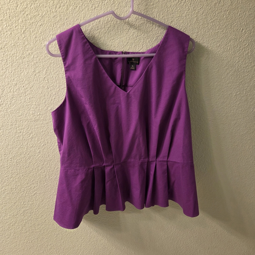 Worthington Vivid Purple Sleeveless Blouse
